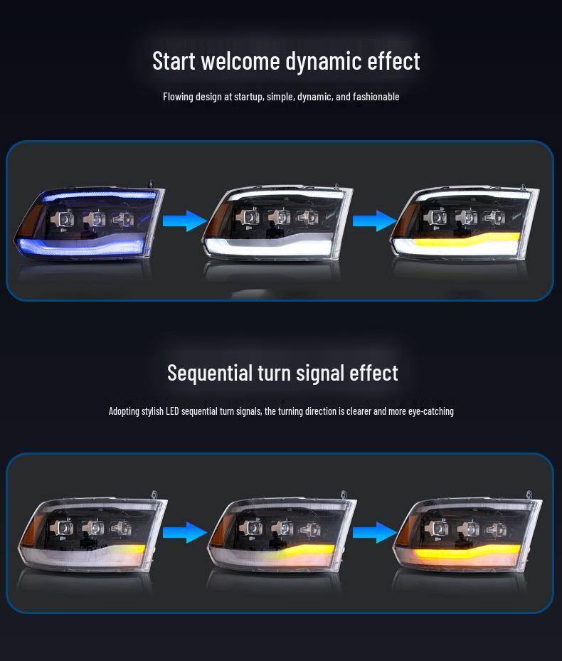 VLAND LED Headlight Assembly for Dodge Ram 1500/2500/3500 with Daytime Running Lights