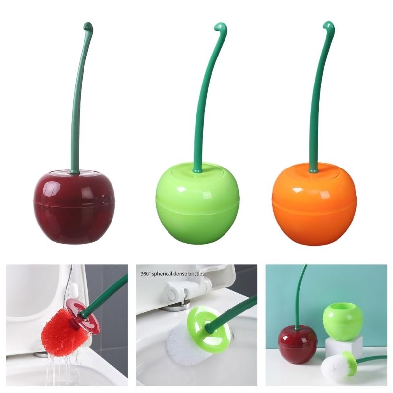 Toilet Bowl Brush Cherries Shape Ergonomic Design Safe Material Effective Cleaning