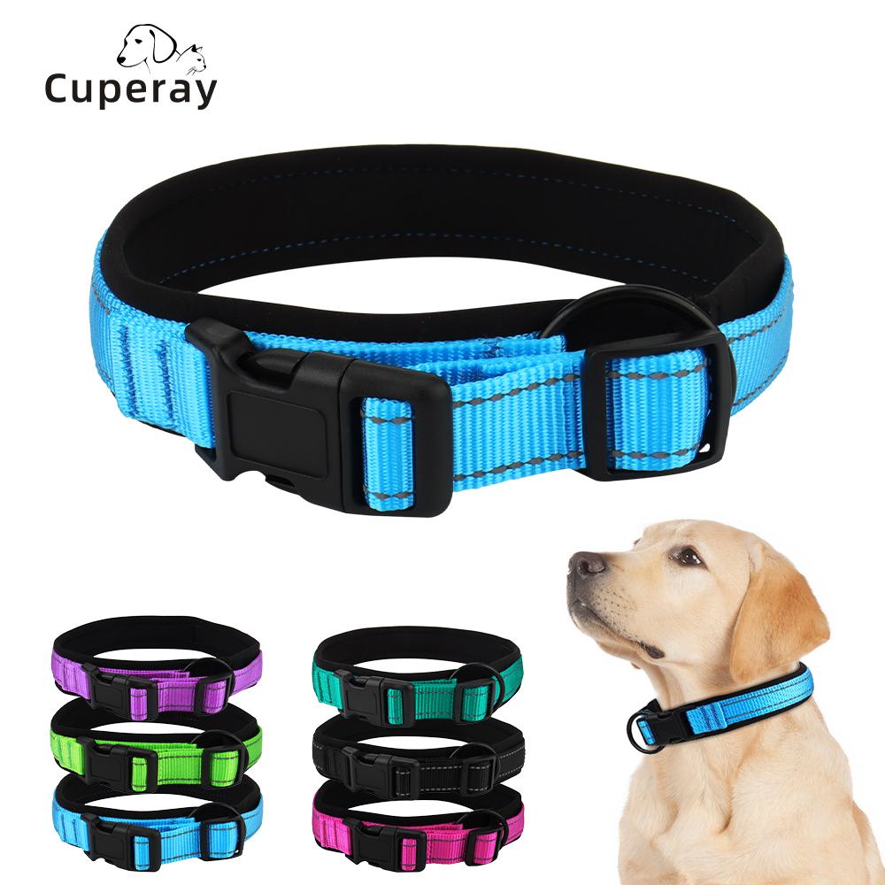 Classic Nylon Dog Collar, Adjustable Reflective Pet Collar with Submersible Padding & D-Ring Outdoor Dog Walking for Small and Large Dog