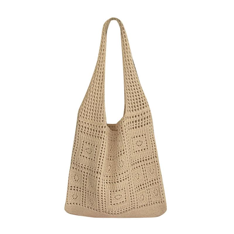Simple Crochet Tote Bags Fashi Hollow Knitted Women's Bags Casual Female Shoulder Bags Ladies Shopping Top-Handle