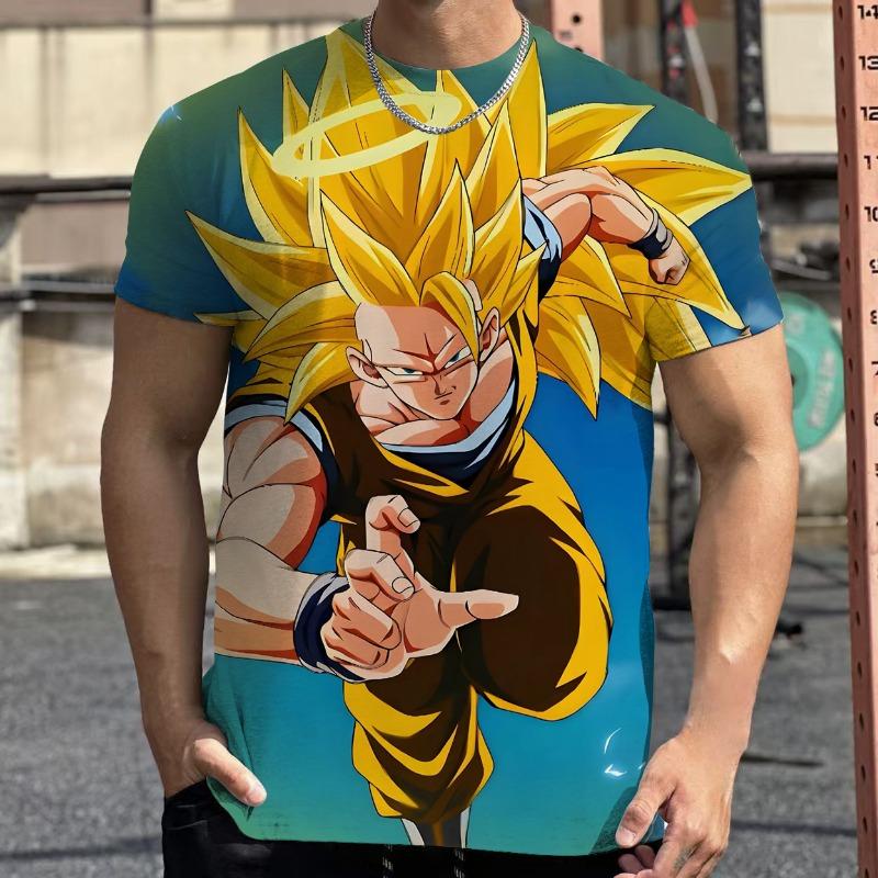 2026 Summer Dragon Ball Retro Fitness T-shirt Men's Oversized 3D Printed Short-sleeved