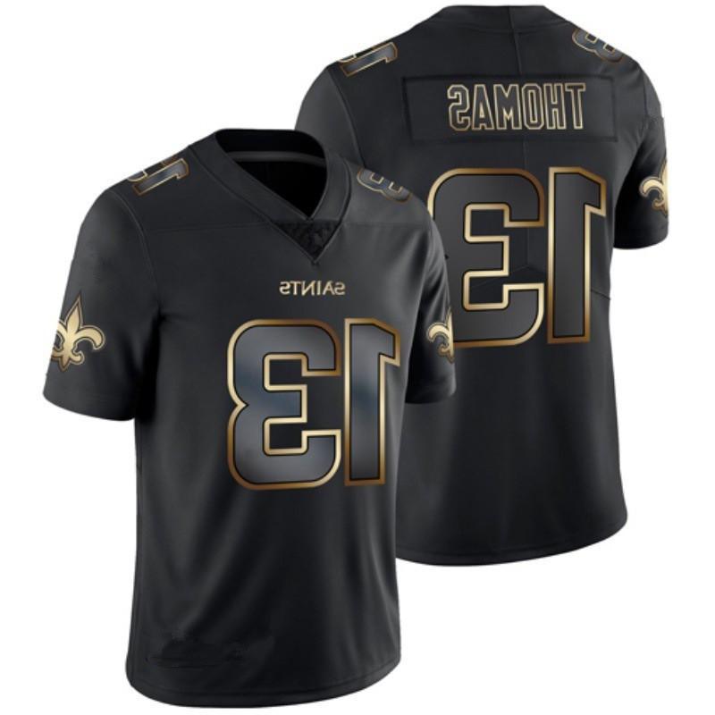 Pánský dres NFL týmu Bavlněná směs Fanouškovské oblečení Raiders 28 Saints 13 Cowboys 54 Eagles 86 Panthers 22 49ers 85 Černá zlatá edice