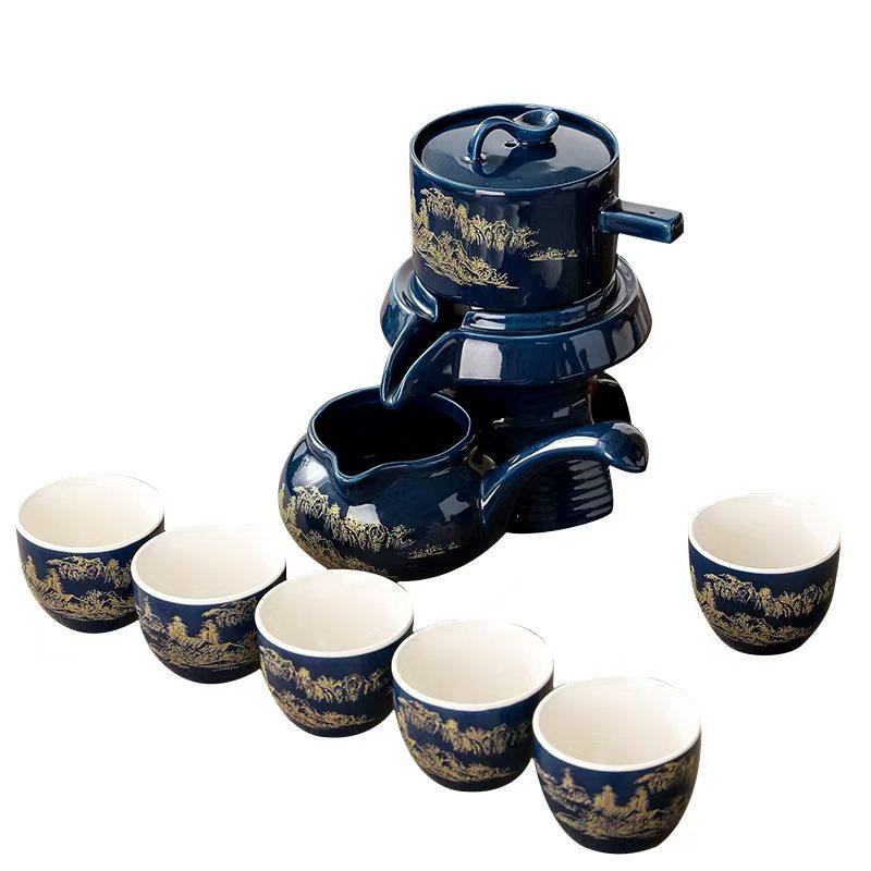 Creative Chinese Style Ceramic Tea Sets With 6 pieces mug Household Stonewashed Dark Ceramic kung fu Tea Cups Gift Set As Gifts