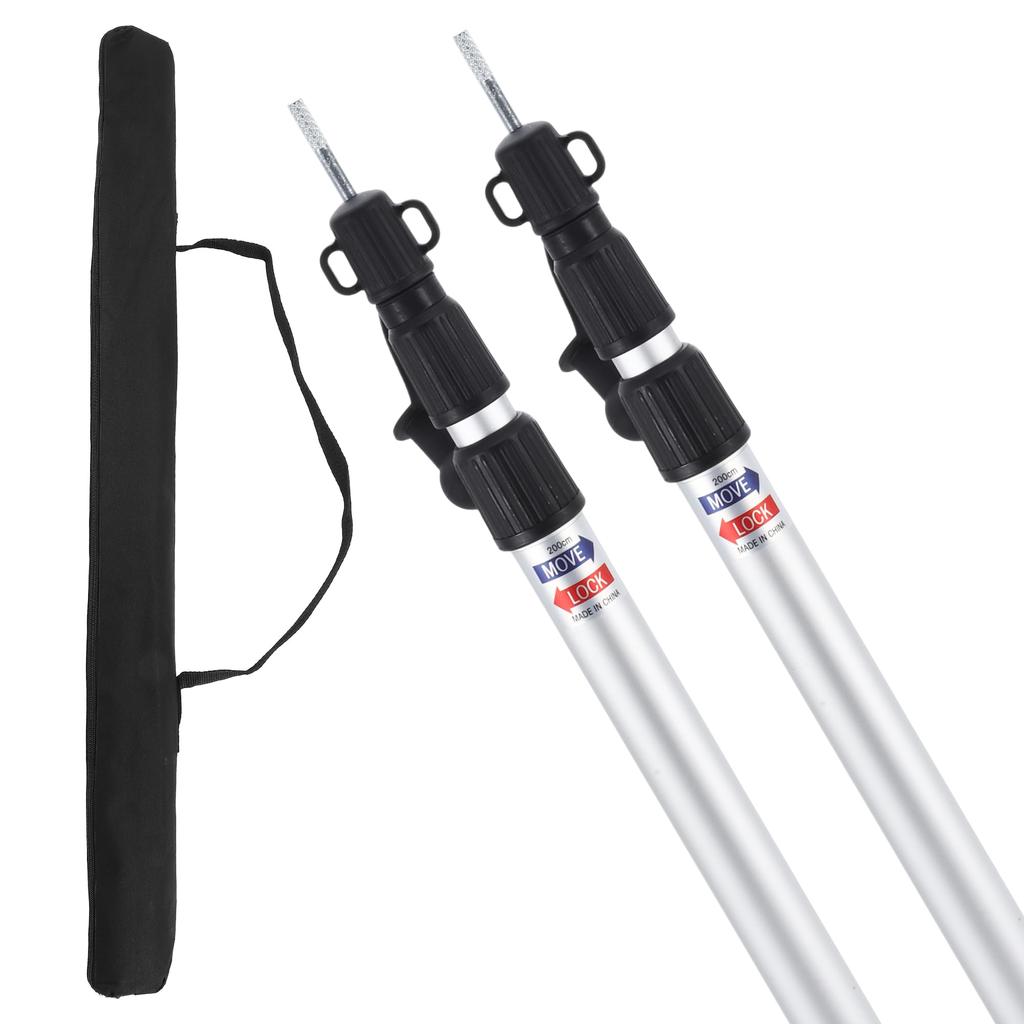 CAPASTEC Tarp Pole Telescopic Tent Pole Telescopic Pole with Storage Bag Adjustable Length Set of 2 Camping Setup Tools for Tent Tarp Silver 120-300cm