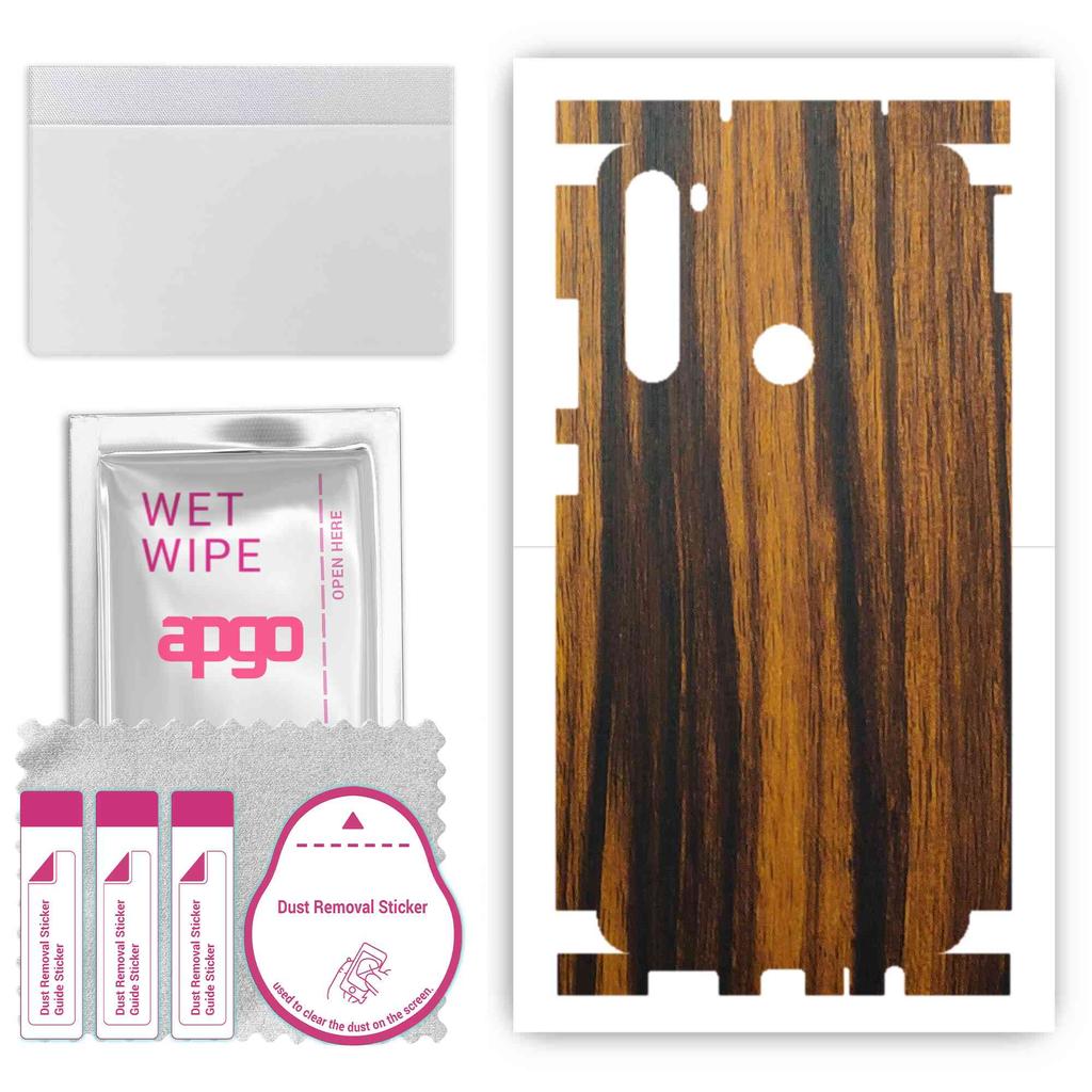 apgo Ochranná samolepka na zadní stranu + strany kompatibilní s Xiaomi Redmi Note 8T, Full Wrap Film, Folie, Vinyl - Vzor Tigerwood