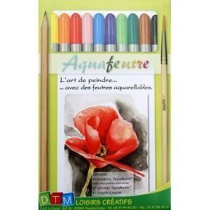 Feutres aquarellables - GRAINE CRÉATIVE - Set de 10 - Inclus pinceau aquafeutre - Pour enfants à partir de 3 ans