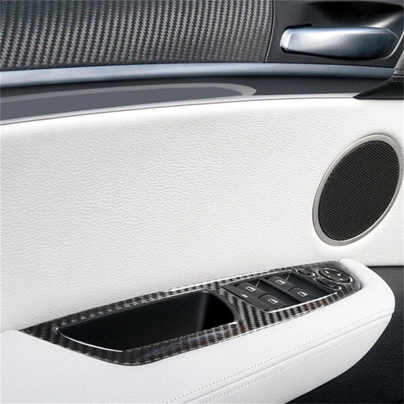 Carbon Fiber Car Interior Central Control Gear Shift Panel Trim Cover Stickers For BMW X5 E70 X6 E71 2008-2013 Car Accessories