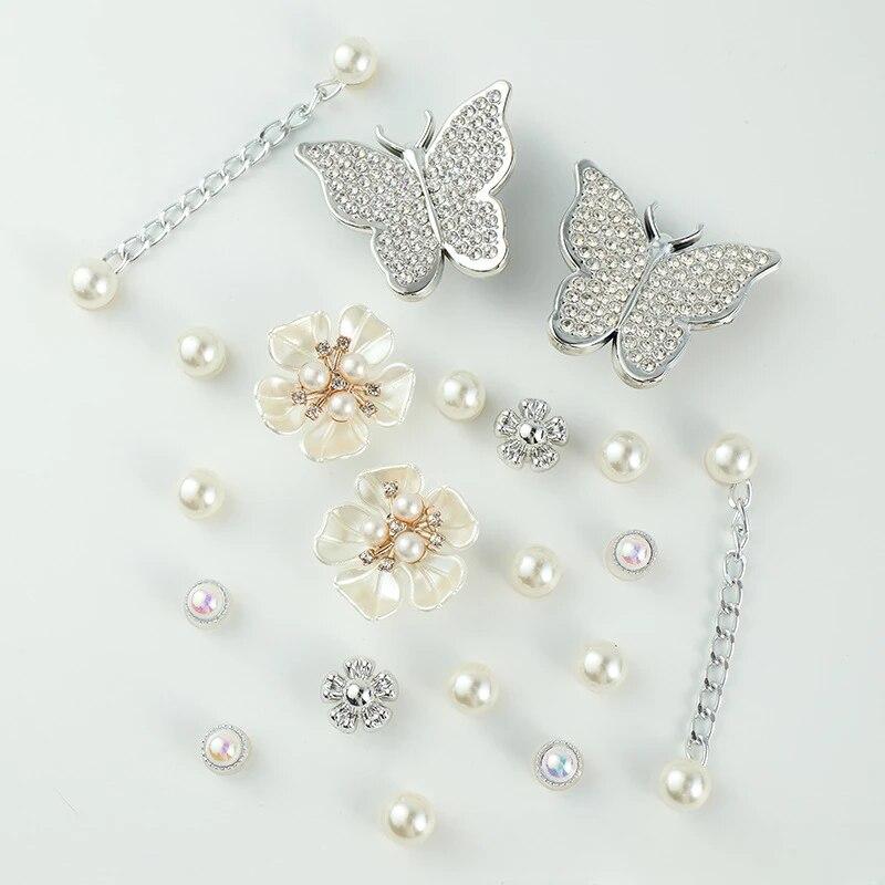 

Подвеска для обуви, булавки «сделай сам», бабочка, бриллиантовая жемчужная цепочка, украшение, пряжка для обуви с отверстиями, набор подвесок, аксессуары, подарок для детей для мальчиков и девочек