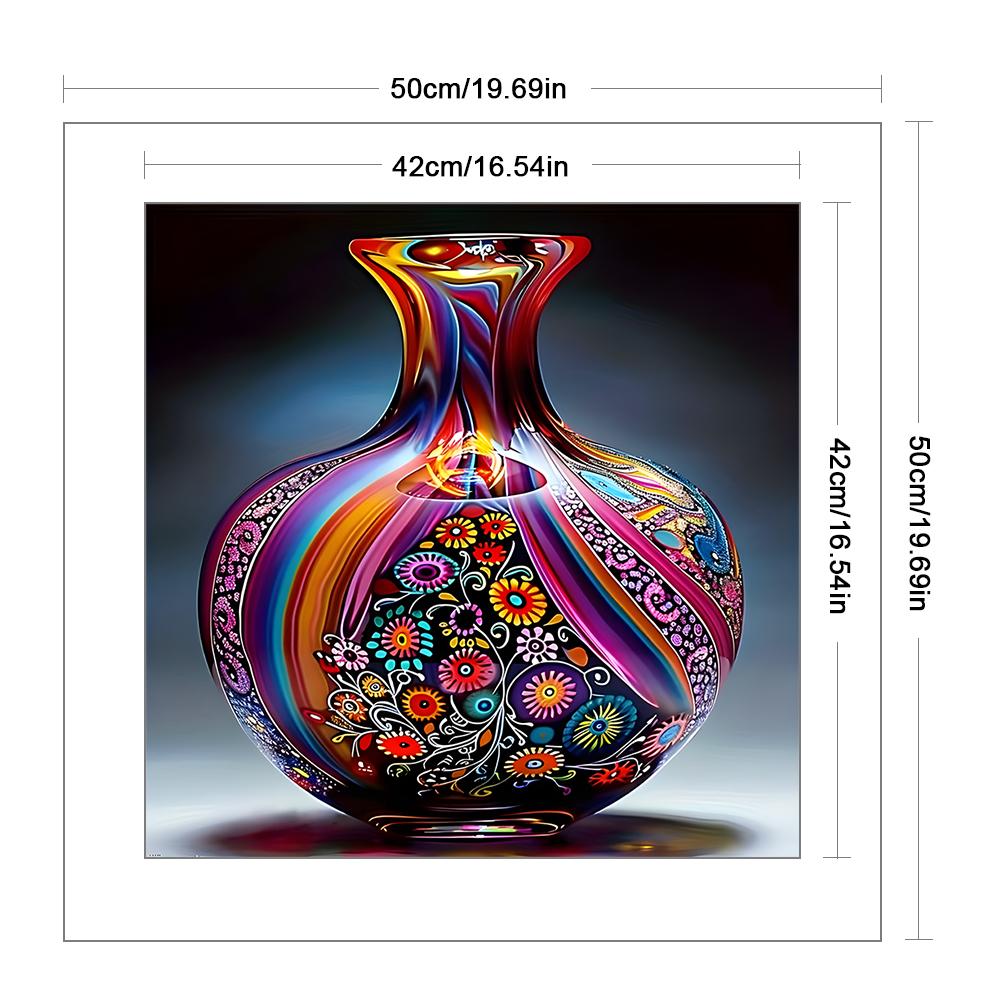 Full Embroidery cotton Thread 11CT Printed Glass Vase Cross Stitch 50x50cm