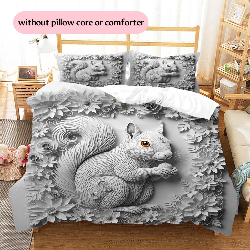 Relief Animals Pattern Bedding Quilt Set  Home Decoration  Gift (1 * duvet cover + 2 * pillowcase  without core)