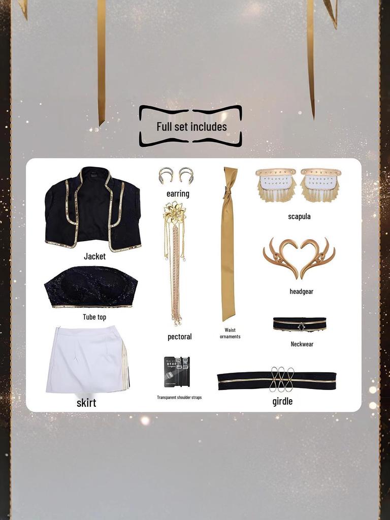 Lumi Black K-pop Girl Group Demon Hunter Halloween Cosplay Costume Set