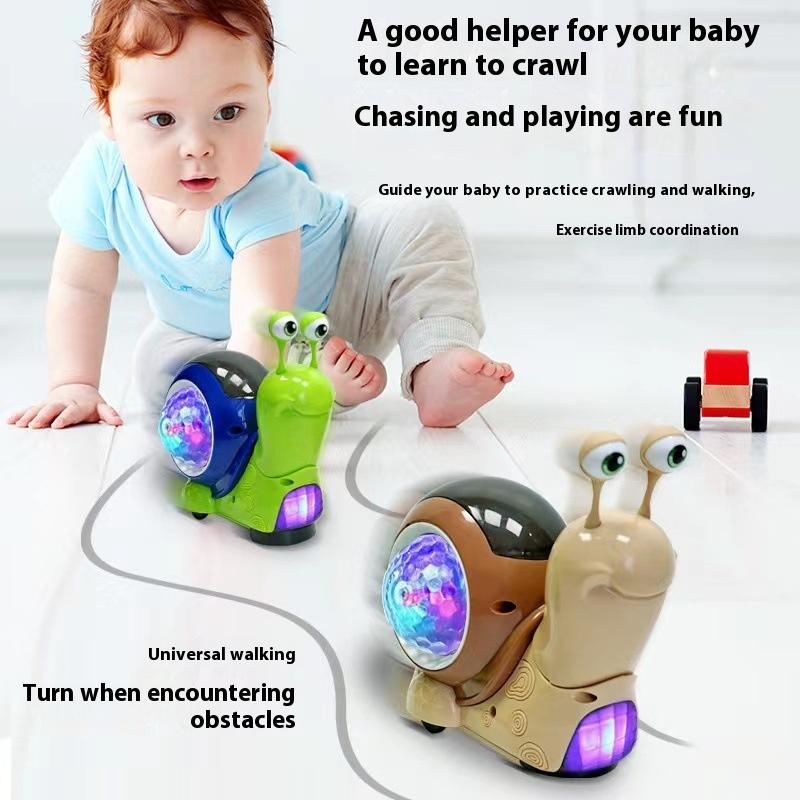 1Pcs Walking Tummy Time Dancing Early Educational Interactive Musical Light Toys Crawling Snail Baby Toy For Kids Gifts