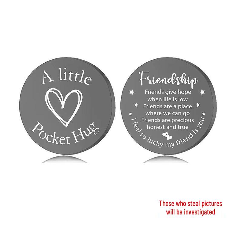 Lucky Charm Motivational Coin: Engravable Stainless Steel Couple & Family Gift Ornament.