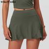 Vitality Girls Sports Tennis Skirt Fashion Tape High Waist Stretch Yoga Fitness Casual A- line Skirt