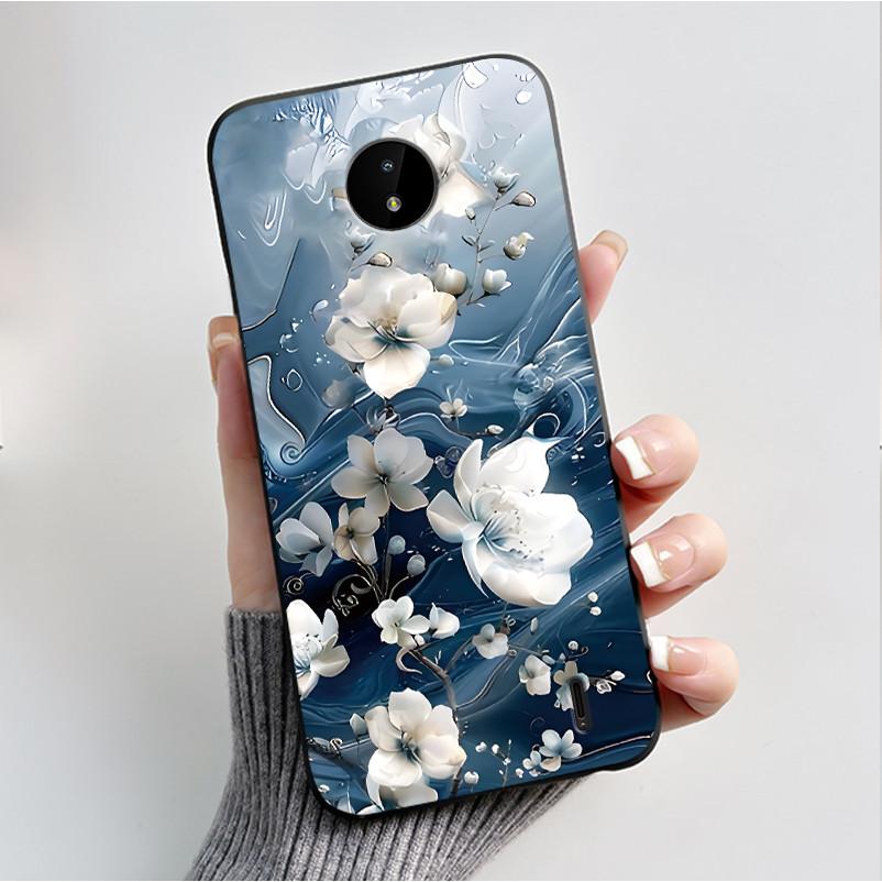 For Nokia C10 C20 C20 Plus Phone Case Luxury Fashion Butterfly Flowers Black Soft TPU Full Protective Cover For NokiaC10 Casing
