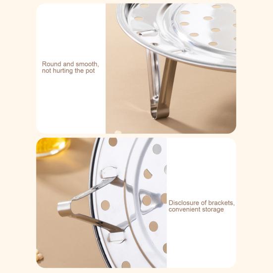 Stainless Steel Round Steamer Rack with Detachable V-Shaped Stand for Steamer Cooking Stackable Vegetables Dumplings Fish Seafood Versatile