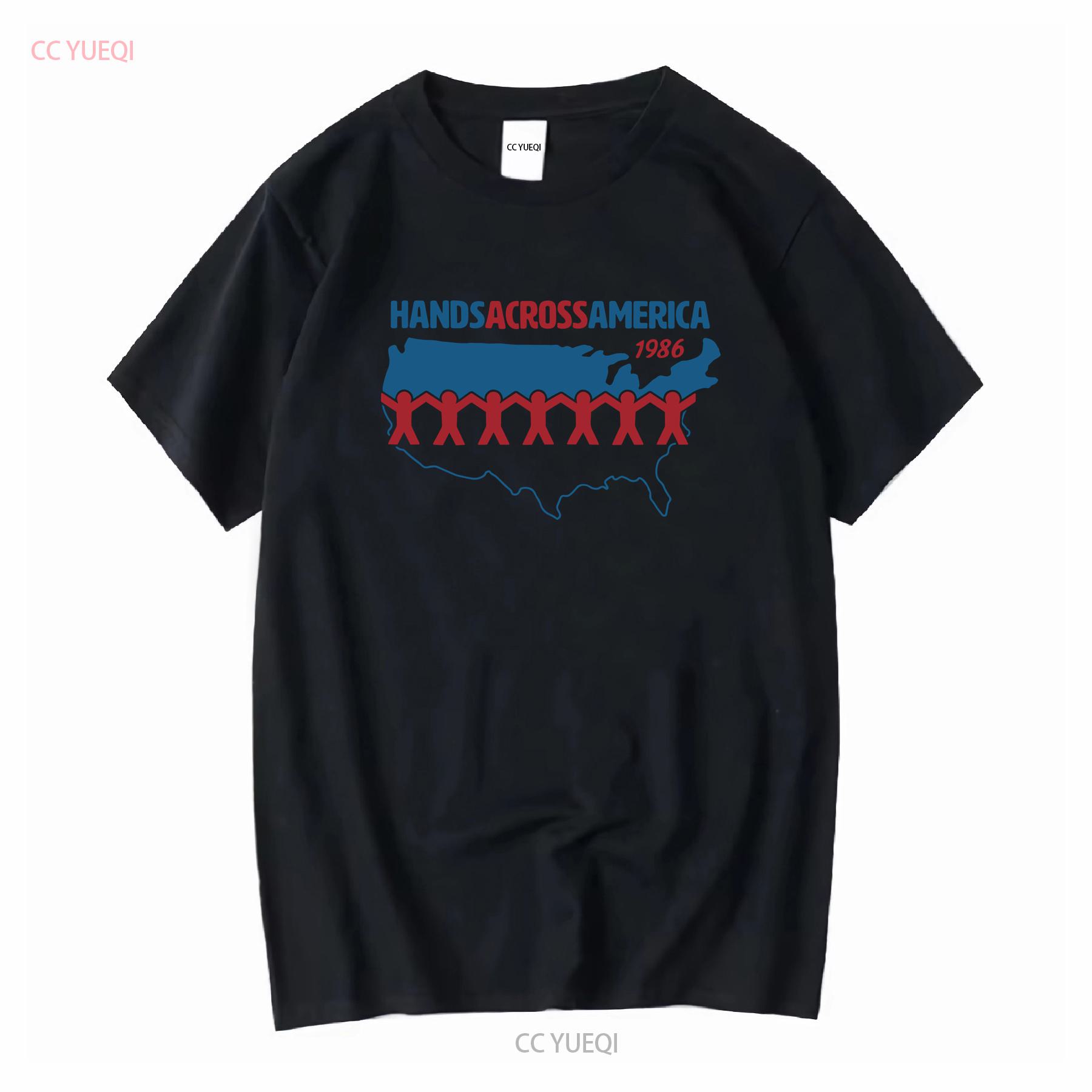 

HANDS ACROSS AMERICA T Shirt Womens Ladies Prop Replica Cosplay long or short sleeves vintage Washed fashion 4XL