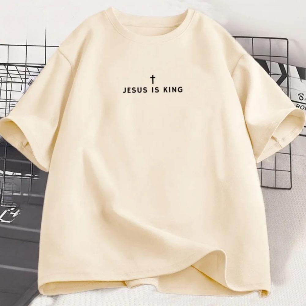 Jesus Is King Christian T Shirt Men Women Christian Merch Jesus T-Shirt Faith Short Sleeve Round Neck Graphic Tees