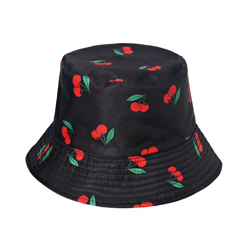 Unisex Vegetables Fruits Print Bucket Hats For Women Girls Summer Double-Sided Foldable Panama Sun Hat Fruit Bob Fisherman Caps