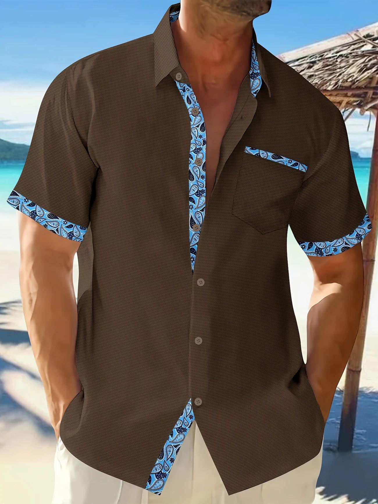 

2025 Summer Men s Plaid Cashew Casual Short-Sleeve Beach Shirt XXXL
