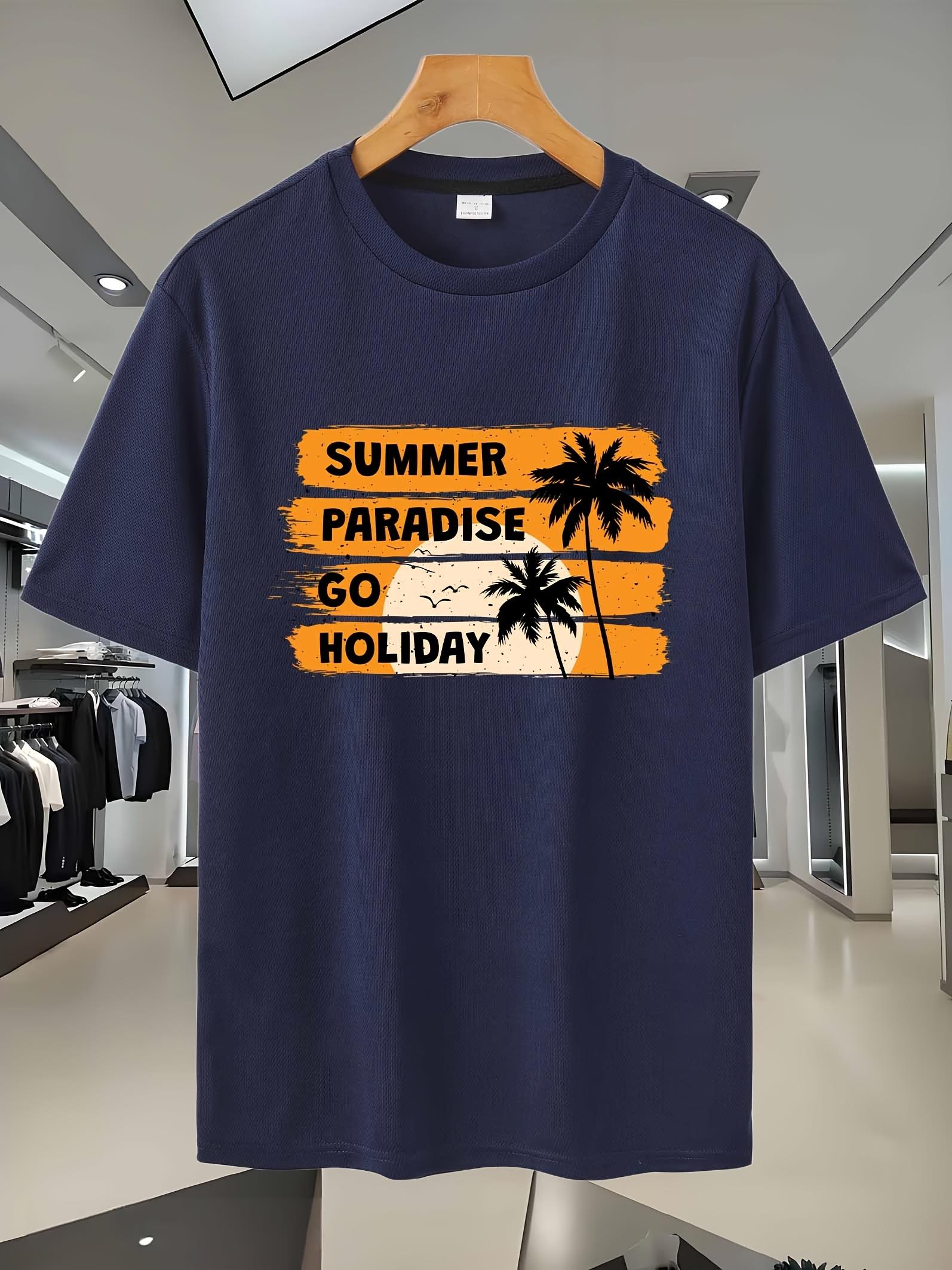 Summer Paradise Go Holiday Graphic T-shirt - Casual & Breathable Mesh Back XL