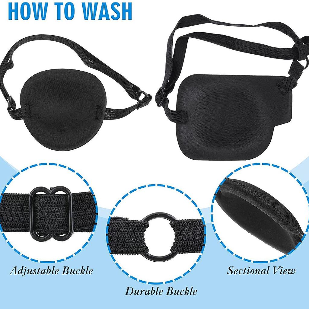 Adjustable 3D Black Eye Mask for Amblyopia - Single Eye Cover with Buckle for Left or Right Eye Protection