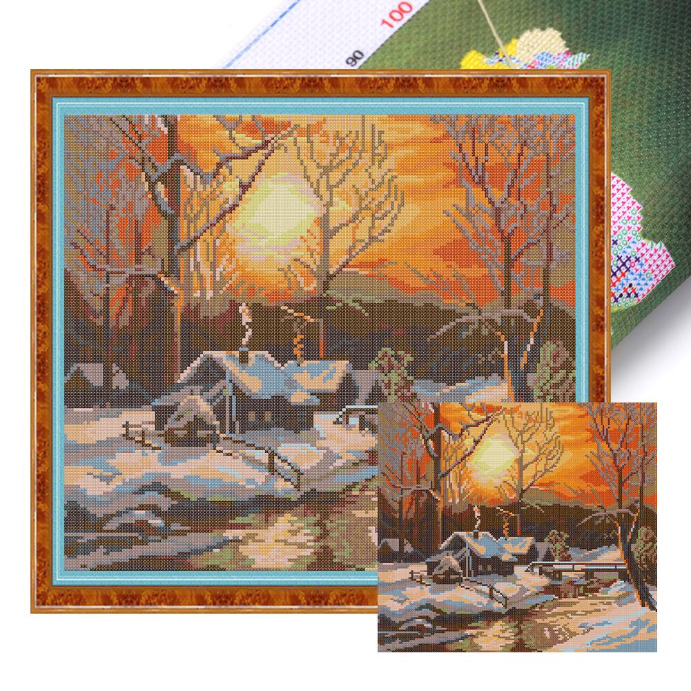 Full Embroidery Eco-cotton Thread 14CT Printed House Cross Stitch Kit Art