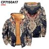 Men's Print Long Sleeve Pocket Coat Fashion Plus Velvet Overcoat
