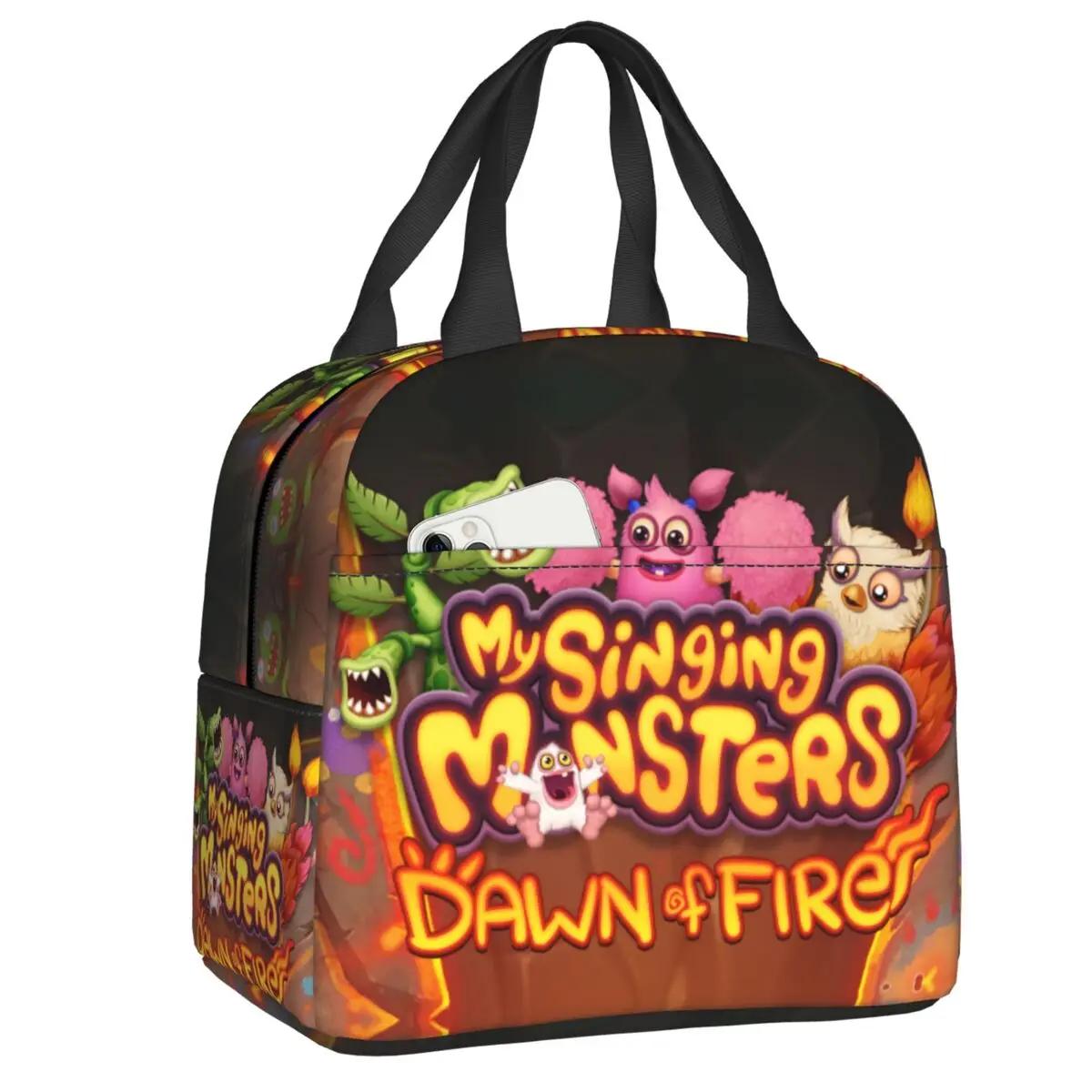 

My Singing Monsters термоизолированные сумки для ланча для женщин видеоигра многоразовая сумка для ланча для школы многофункциональная коробка для еды 22x20x13CM зелёный