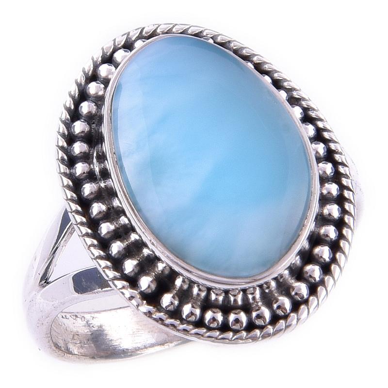 Natural Republic Larimar Gemstone 925 Solid Sterling Silver Gift Ring S.7 B3d36