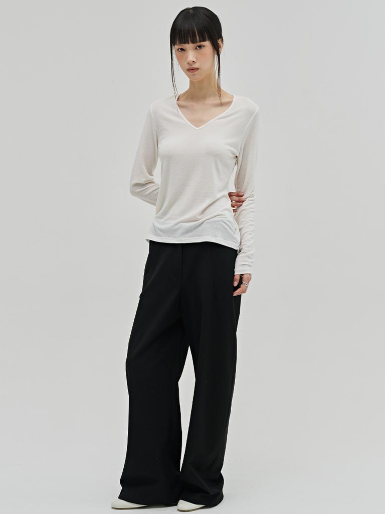 NOUVE V-Neck Wool T-Shirt - White
