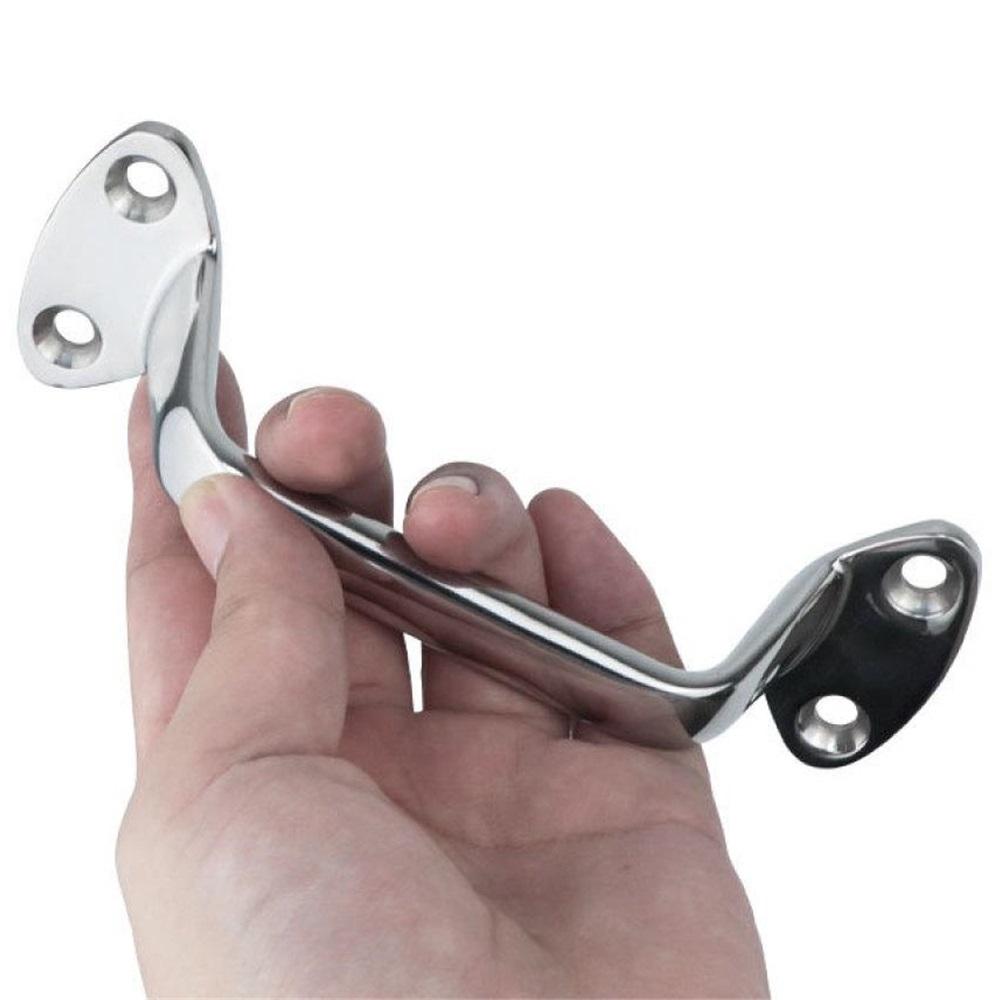  Large 5.81" 316 Stainless Steel Marine Door Handle – Heavy-Duty Mirror Polish – For Yachts, Boats, RVs, Bathrooms – 4-Hole Mount