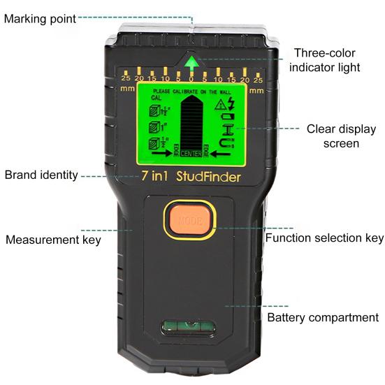7-in-1 Electric Detector LCD Screen High Accuracy Sound Alarm Compact