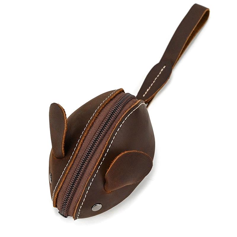 Portamonete in Vera Pelle Creativo Carino Borsa Portaoggetti a Forma di Topo Tendenza Tasca con Cerniera Uomo Donna Portafogli Portatili Borse Portachiavi per Bambini