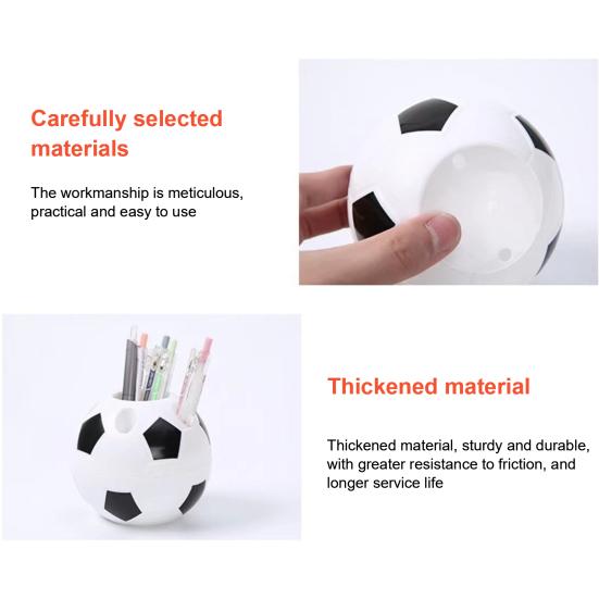 Soccer Ball Pen Holder Football Shape Plastic Storage Box Multifunctional Desktop Organizer for Pens Pencil Makeup Brushes Office Supplies