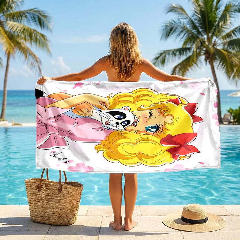 Candy Candy Fashion Beach Towel: Ideal for Summer Adventures Soft, absorbent and quick drying suitable for swimming and bathing