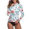 2023 Color Block Zipper Crew Neck Long Sleeve High Waist One-Piece Wetsuit