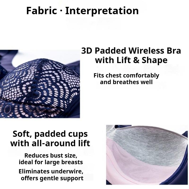 Dentelle Sexy Grosse Fille Mince Sans Anneau en Acier Grande Taille Sous-vêtement Style Gilet Élargi Sport Sommeil Push-up Soutien-gorge