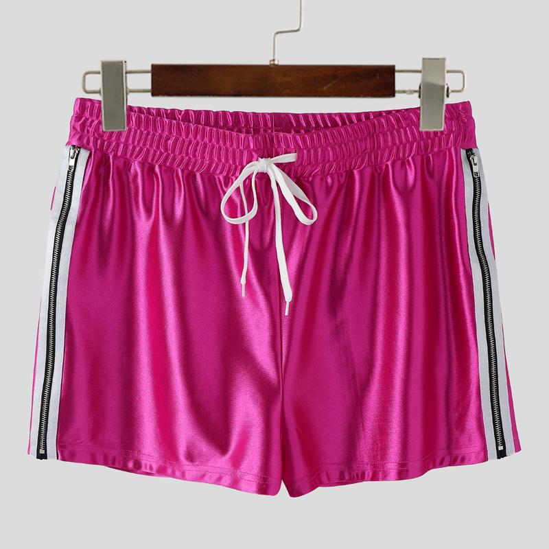 INCERUN Men Drawstring Elastic Waist Glitter Striped Home Wear Sport Mini Shorts