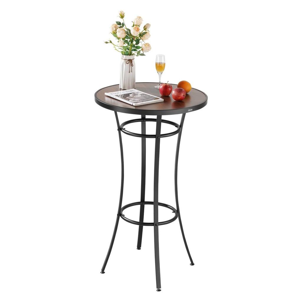 Outdoor Round Bar Table, 60 cm Counter Bar Height Bistro Table, Patio Dining Tables with Easy-to-Clean Top & Sturdy Metal Frame, Indoor High Top Pub