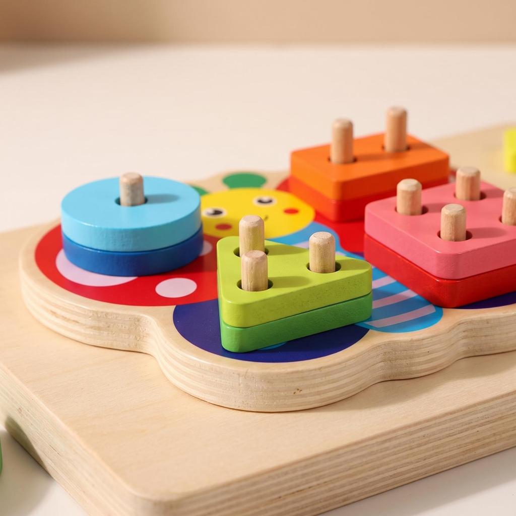 Butterfly Puzzle with Pegs Montessori Geometric Stacker Educational Shape Stacking for