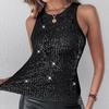 Bead, Leopard Print, Vest, Sexy, Exposed Waist, Color Blocking, Sleeveless Top for Women