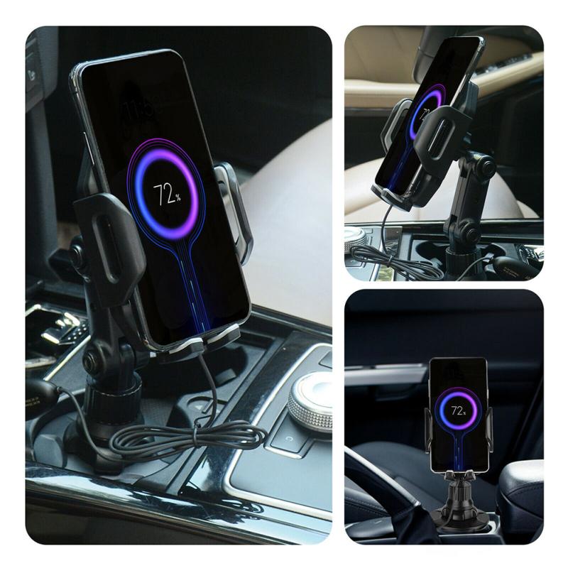 Auto Becherhalterung Qi Kabelloses Ladegerät Verstellbarer Schnelllade-Ständer Basis für Telefon