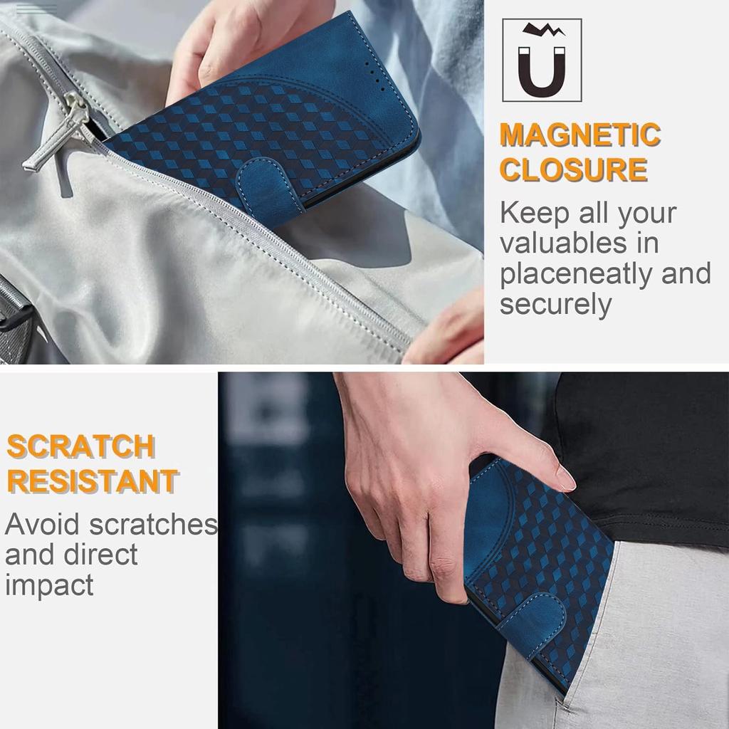 For iPhone 17 Pro Leather Case with Wrist Strap Diamond Imprint Wallet Phone Cover