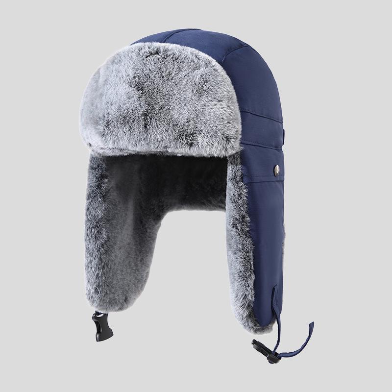 Cold Winter Casual Men Plush Lining Russian Ski Snowboarding Warm Hat with Earmuffs