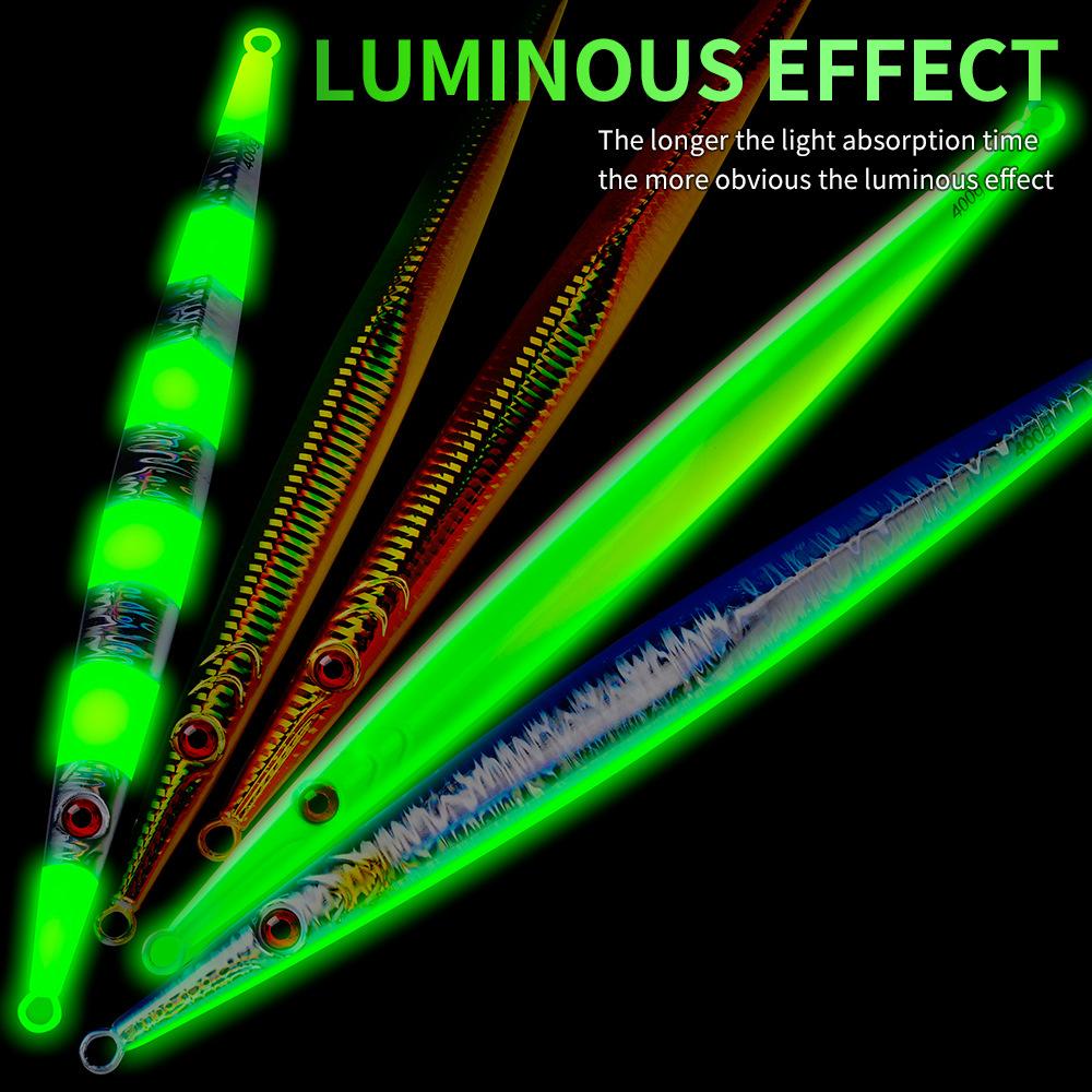 Lure Iron Plate Jig Sea Fishing Long Bar Quick Draw Iron Plate Lead Fish 60-400g Quick Sink Slow Shake Night Glow Iron Plate