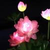 1PC Solar LED 3-Head Lotus Flower Light Outdoor Waterproof Garden Stake Lamp for Yard Lawn Terrace Park Square Landscape Decor