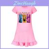 Kpop Demonenjager Meisje Korte Mouw Nachtkleding met Ruche Zoom voor Kinderkamer Comfort