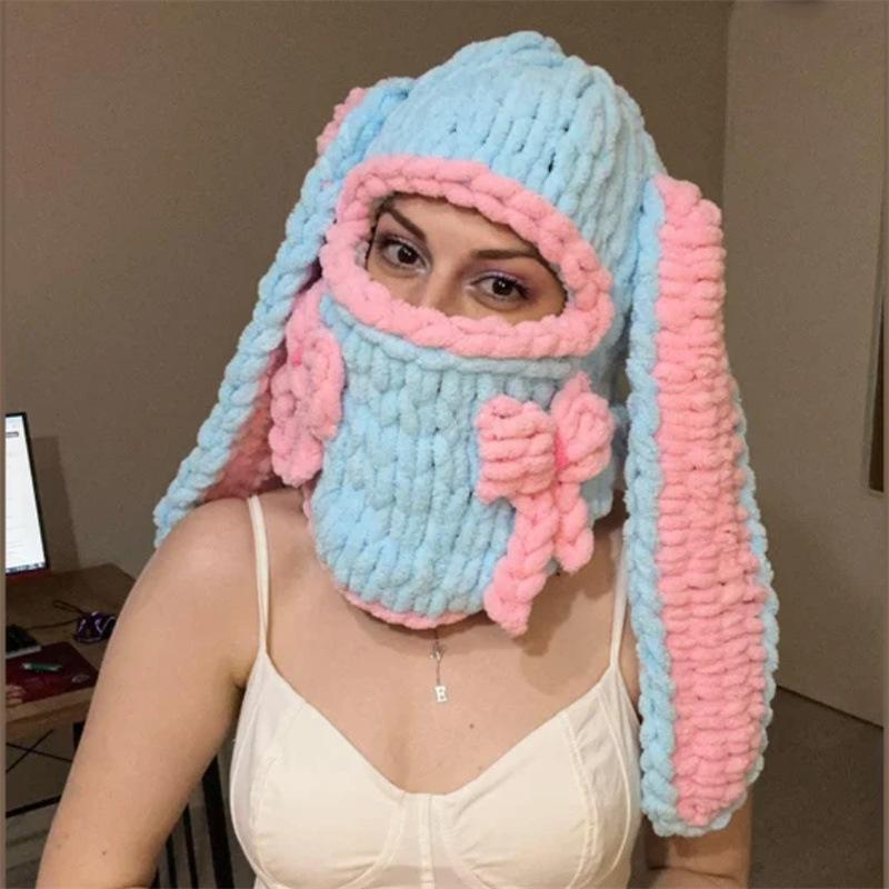 

Новая вязаная крючком шапка с большими ушами обезьяны ручной работы, забавная персонализированная праздничная шапка для взрослых Adult 57-59cm