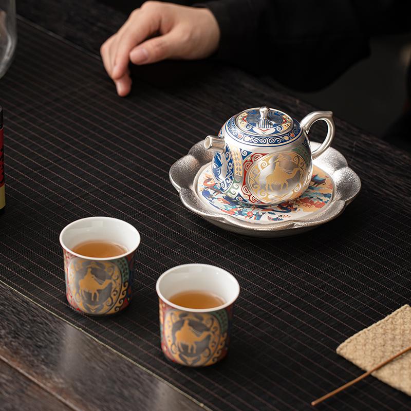 Su's Ceramic Gilded Silver Dunhuang Silk Road Teapot Set
